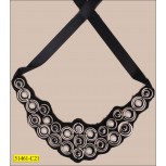 Collar Beaded Bib Applique with Strap on Felt 8"x4 1/2" Black and White
