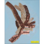 Collar U-shape Applique Beaded and Sequins on Mesh 93/4x7" Gold and Copper