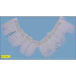 Collar Applique pleated Chiffon with Pearls White