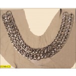 Collar applique with 2 rows linked circles on mesh 12" Gunmetal