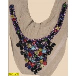 Collar Applique floral beaded with sequins 9 7/8x8 1/4" Multicolor