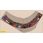 Collar Applique beaded round on mesh 13 1/4x13/8" Multicolors and Black