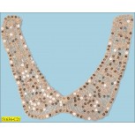 Collar Applique crochet with sequins and Gold lurex 7 1/4x9" Natural