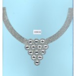 Collar HF w/R.stones&glassbeads7x6 1/2 Silver/Clear