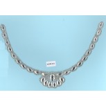 Collar HF w/R.stones&glassbeads 9x6 Silver/Clear