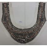 Collar w/seq/Glass&2cut beads8x11Gold/Gun/Nic/Lt Ora