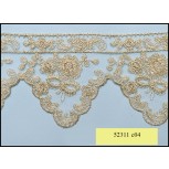 Floral Light Gold Embroidred On Net 3 1/4" Lace Scallop Edge
