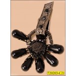 Attachment with hanging Flower 6 Beads Black and Gunmetal