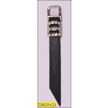 Zipper Pull with Immitate Leather and  Rhinestones 3 3/8" Gunmetal and Black
