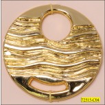 Plastic Round Wavy Buckle with 2 Hole 3" Gold