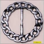Buckle with Bar Immiter Chain Plastic Outer Diameter 3 1/8" Inner Diameter 2" Black and Silver