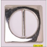 Buckle Plastic Square Round at Middle Inner Diameter 1 3/4" Silver