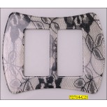 Buckle Rectangle with Rachel Lace Inside 1 1/2" Black and Clear