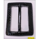 Buckle Plastic Rectangle Etched Inner Diameter 2" Black Shiny