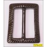 Buckle  Plastic Rectangle Etched 2" Brown Shiny