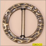 Buckle Plastic Round Etched Inner Diameter 2" Antique Brass