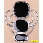 Attach Plastic with 3 Shiny Black 3 7/8"x3 1/8" Black and Silver