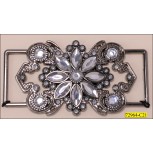 Buckle Floral Attachment with Clear Stone Nickel