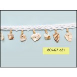 Beaded and Shell Fring with Crochet Lip 1" White, Ivory and Brown