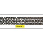 5 rows Black and Clear rhinestone on net 1"