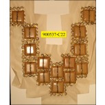 Collar Applique beaded on White mesh 8 1/2x10 3/4" Gold