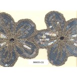 SequinsBig Flower w/lurex cord4 3/4Blk/Gold/Silver