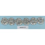 Tape w/Rstones & Glass Beads flowers1 1/8 Silver
