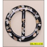 Buckle Round Plastic 2 Tone 1 7/8" Black and Gold