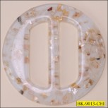Buckle Round Plastic 2 Tone 2 1/8" White and Gold