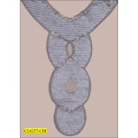 Collar Satin U-shape Applique with Lurex Grey, White and Silver