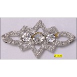 Metal Ornament with 3 Rhinestone 2 1/8"x1 1/8" Nickel and Clear