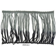 6" Chainette Fringe Looped 2 tone Rayon Grey/Blk