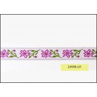 1/2"Fushia and Green Flowers on Pink