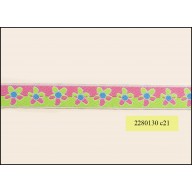 Poly Jacquard Floral 15mm Blue, Green and Fuchsia