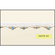 Beaded Edging Crochet Lace 1/2" White, Ivory and Turquoise