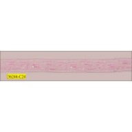 Beaded Embroidered Organza Tape 5/8" Light Pink