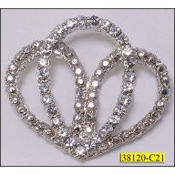 Silver Brooch with Rhinestones 35mm Width and 30mm Hight