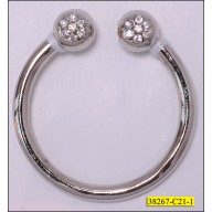 Metal Open Ring with 2 Ball Each End with Rhinestone 1 1/2" Nickel