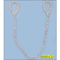 Rhinestone Strap with Ball Chain Round Both End 19x5/8" Nickel and Clear