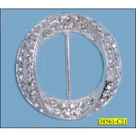 Buckle Round with Rhinestone Silver and Clear