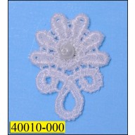 Floral Applique with Small Bead (Tabtex) 7/8" White