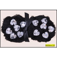 Applique Floral Chiffon on mesh with heart Rhinestones 