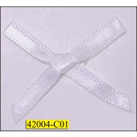1/8" White Ribbon Bow with 1 1/4" span