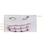 Fuschia/Silver/Clear 3" Beads on 15" Monofilament