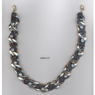 Necklace w/Plastic chain&L.insert w/RS Clr/Blk/Gol