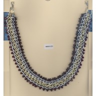 Necklace w/5 chains&faceted beads1 1/4Sil/Gold/Blk