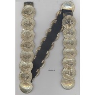 Belt w/24coin shape metal & elastic26"Gold/Blk