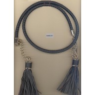 Belt w/leather cord&2 tassel 41" Black/Gold