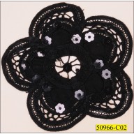 Sequin Embroided Cotton Flower Applique 4 1/2" 