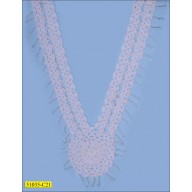 Applique Clear Bead Crochet Collar with Bead Strings 14" White